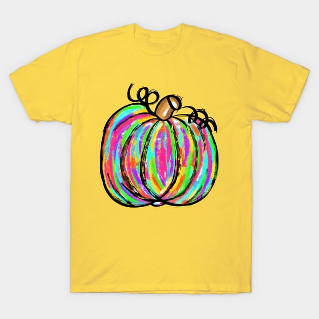 Bright Colorful Multi color Pumpkin T-Shirt by Sheila’s Studio